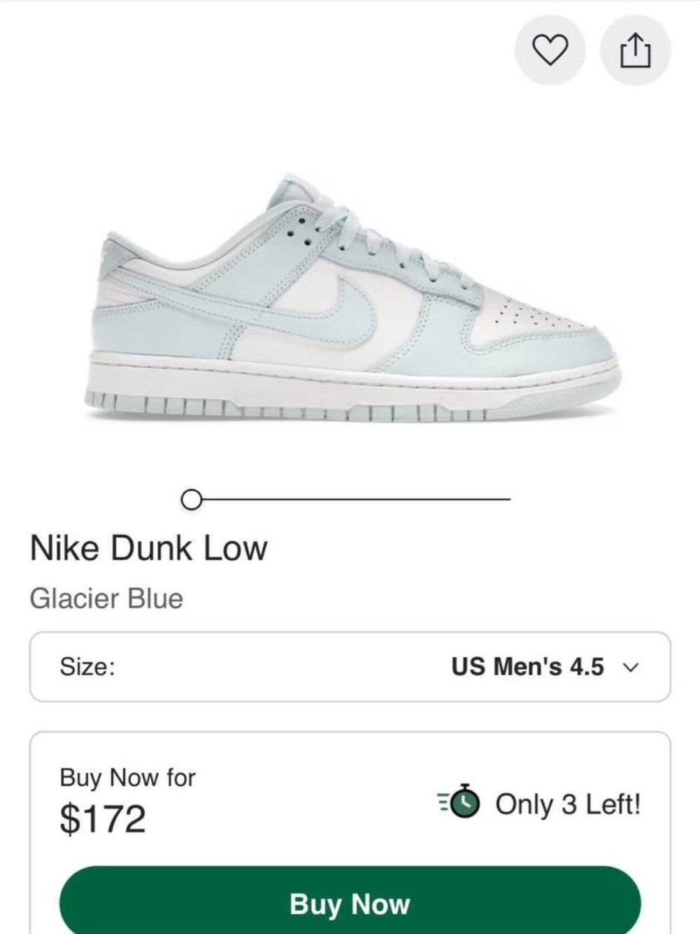 Men’s Nike dunk Low-Top Sneakers in glacier Blue and White - Picture 7 of 7